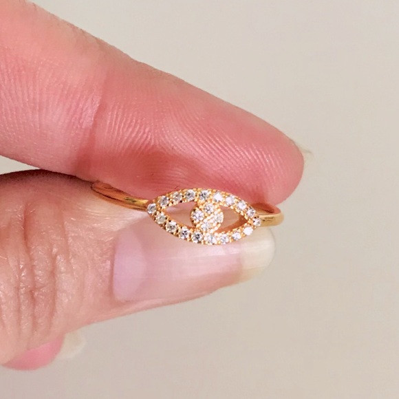 Evil Eye CZ Ring | 14k Gold Plated - Picture 3 of 5